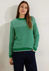 Cecil Crew Neck Striped Knit Sweater, Easy Green