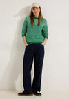 Cecil Crew Neck Striped Knit Sweater, Easy Green