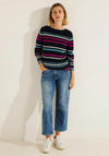 Cecil Multicolour Striped Fine Knit Sweater, Night Sky Blue