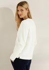 Cecil Round Neck 3D Ribbed Top, Vanilla White
