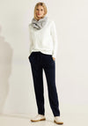 Cecil Round Neck 3D Ribbed Top, Vanilla White