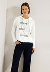 Cecil Text Print Drawstring Hoodie, Vanilla White