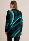 Cecil Feather Yarn Mix Cardigan, Black and Green