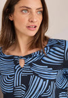 Cecil Abstract Print Knot Top, Navy and Blue