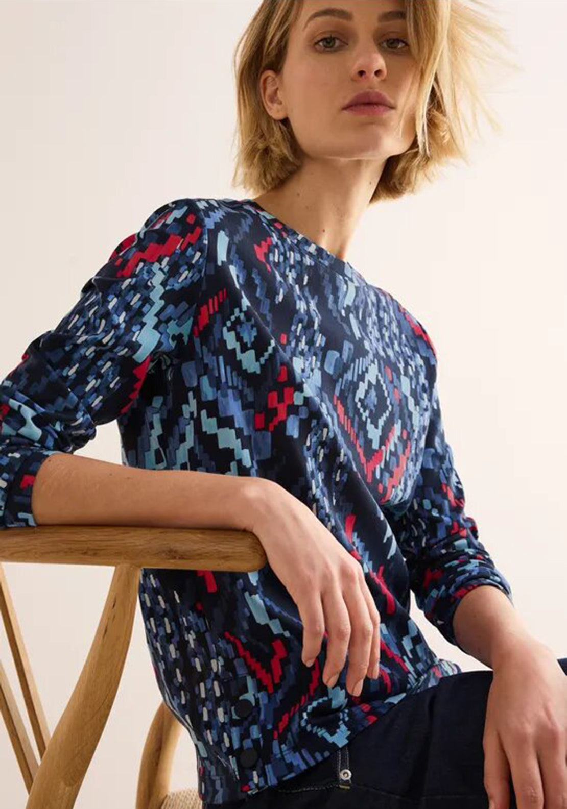 Cecil Geometric Print Top, Navy Multi