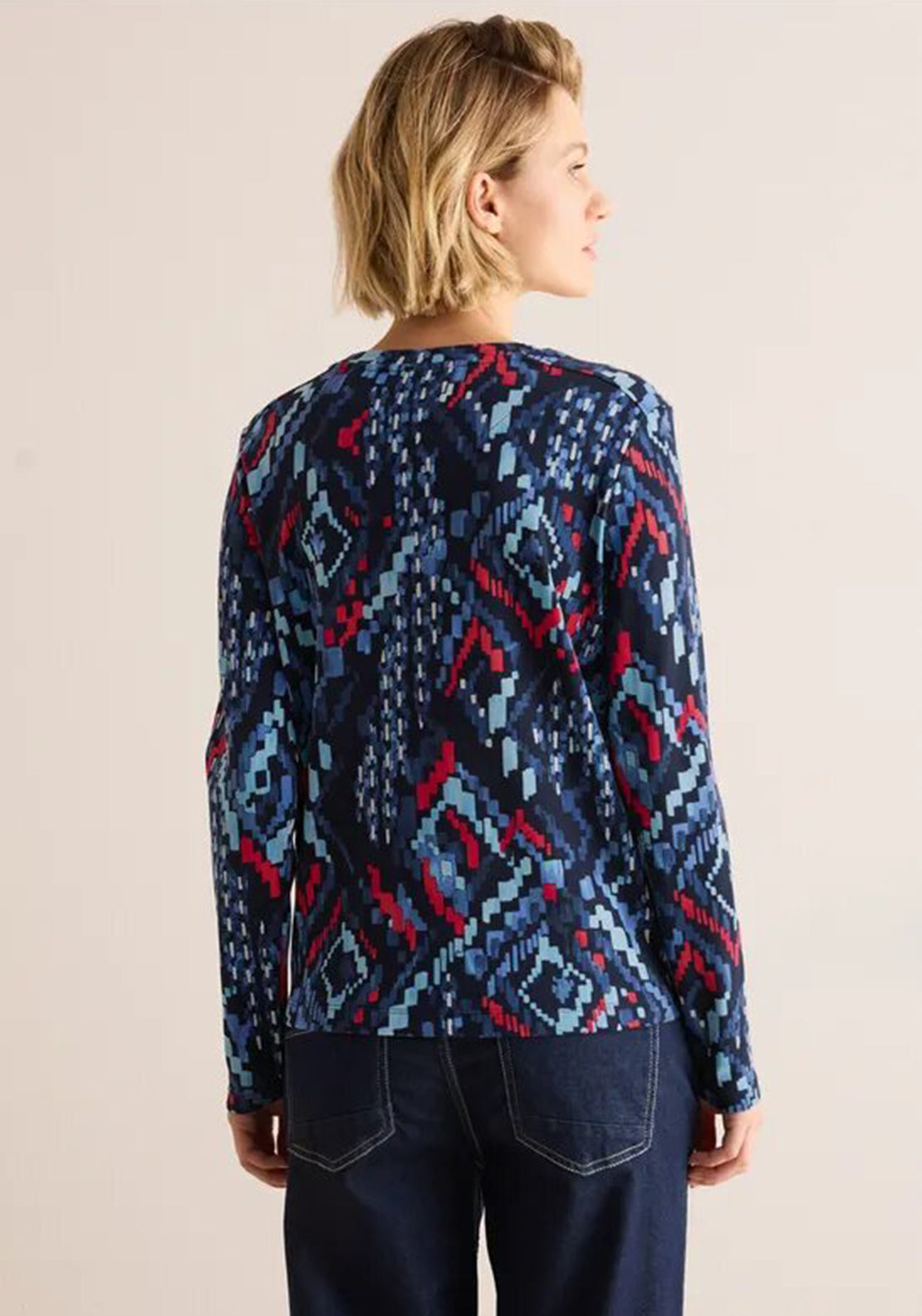 Cecil Geometric Print Top, Navy Multi