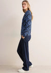Cecil Abstract Print Funnel Neck Top, Navy and Blue
