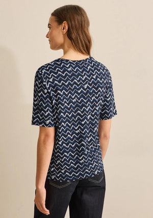 Cecil Geometric Print T Shirt, Navy