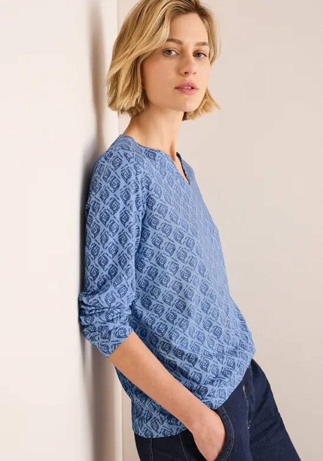 Cecil Geometric Print Tunic Top, Blue