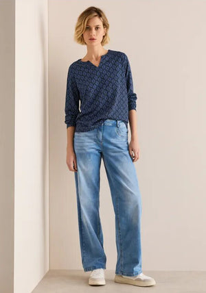 Cecil Geometric Print Tunic Top, Navy
