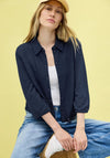 Cecil Short Buttoned Crepe Jacket, Navy