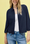 Cecil Short Buttoned Crepe Jacket, Navy