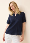 Cecil Embroidered Short Sleeve Blouse, Navy