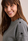 Cecil Button Detail Striped Top, Navy and White