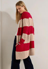 Cecil Striped Knit Long Cardigan, Casual Red