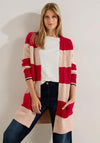 Cecil Striped Knit Long Cardigan, Casual Red