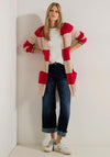 Cecil Striped Knit Long Cardigan, Casual Red
