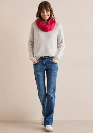 Cecil Striped Loop Scarf, Red