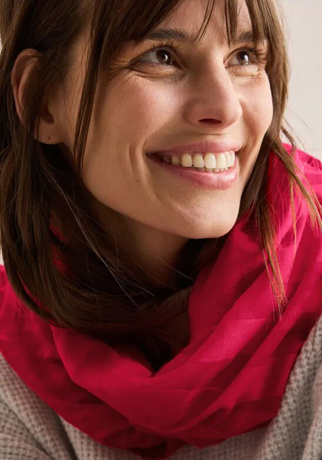 Cecil Striped Loop Scarf, Red