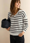 Cecil Knit Striped Sweater, White and Navy