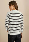 Cecil Knit Striped Sweater, White and Navy