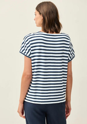 Cecil Textured Striped T Shirt, Blue Multi