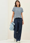 Cecil Textured Striped T Shirt, Blue Multi