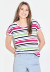 Cecil Cap Sleeve Striped T-Shirt, Vanilla Multi