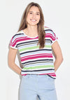 Cecil Cap Sleeve Striped T-Shirt, Vanilla Multi