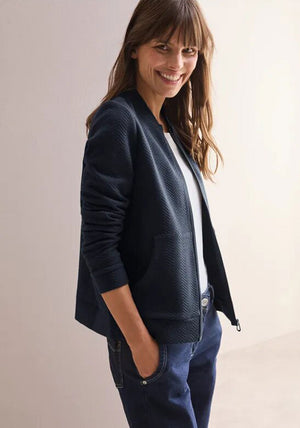 Cecil Textured Zipped Sweatshirt, Navy