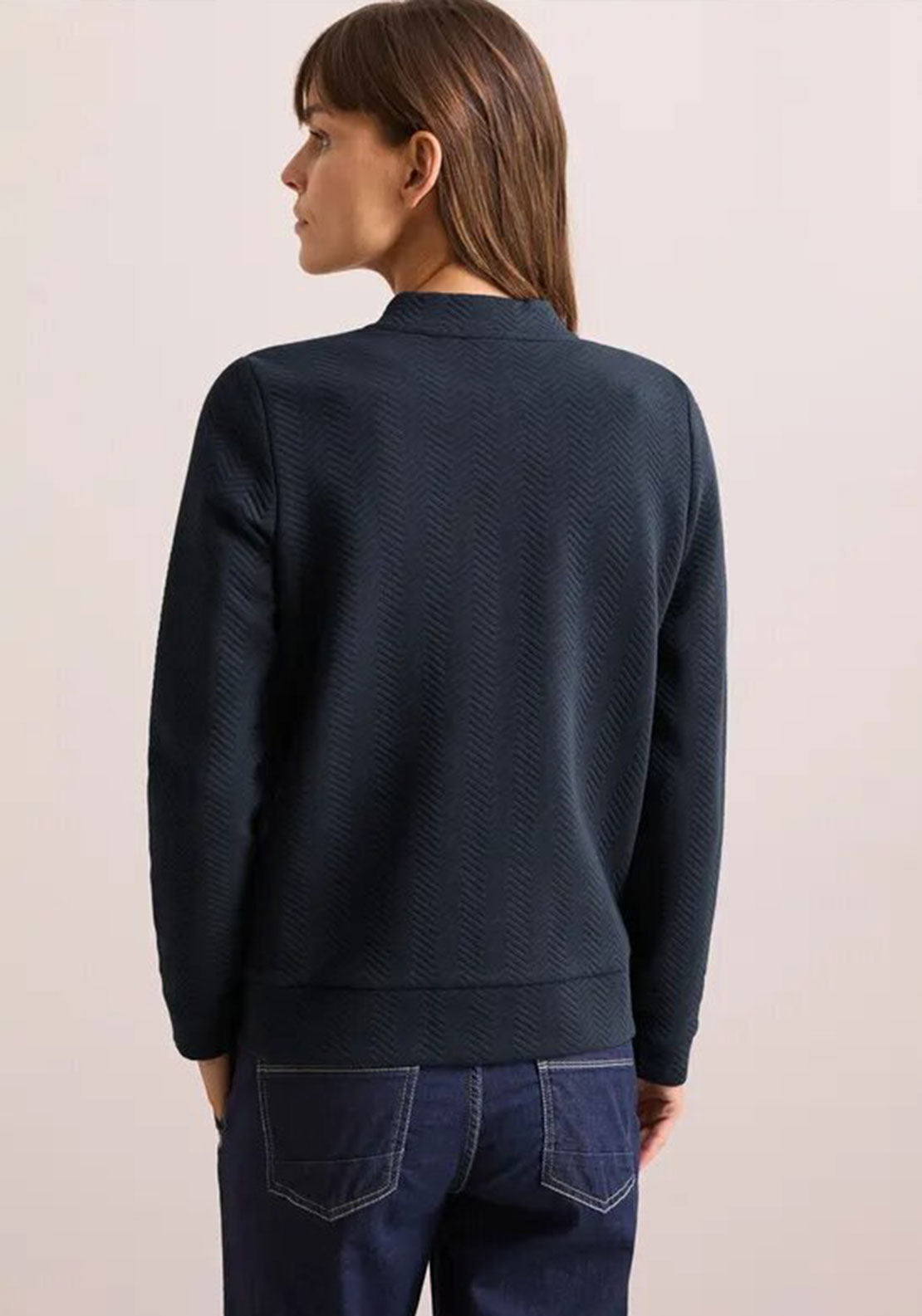 Cecil Textured Zipped Sweatshirt, Navy