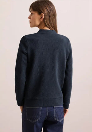 Cecil Textured Zipped Sweatshirt, Navy