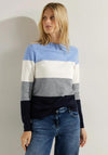 Cecil Colour Block Stripe Knitted Sweater, Real Blue