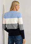 Cecil Colour Block Stripe Knitted Sweater, Real Blue