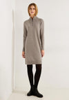 Cecil Cosy Half Zip Troyer Mini Dress, Taupe Melange