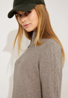 Cecil Cosy Half Zip Troyer Mini Dress, Taupe Melange