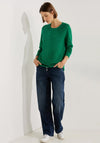 Cecil Ribbed Knit Sweater, Heather Easy Green