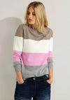Cecil Colour Block Stripe Knitted Sweater, Taupe