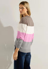 Cecil Colour Block Stripe Knitted Sweater, Taupe