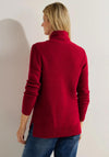 Cecil Drawstring Neckline Ribbed Sweater, Casual Red