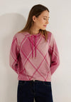 Cecil Drawstring Neck Checked Sweatshirt, Cosy Coral
