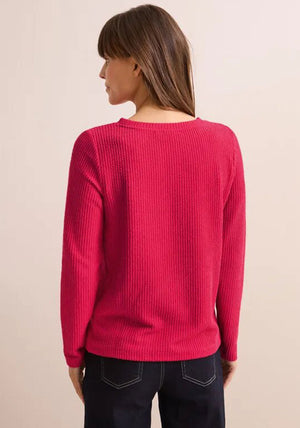 Cecil Textured Long Sleeve Top, Red