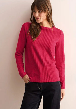 Cecil Textured Long Sleeve Top, Red