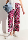 Cecil Ornament Print Three Quarter Length Wide Trousers, Bloomy Pink