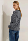 Cecil Minimal Graphic Print V-Neck Top, Black