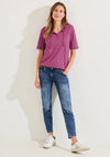 Cecil Drawstring Rhombus Print Top, Pink
