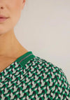 Cecil Minimal Graphic Print V-Neck Top, Easy Green