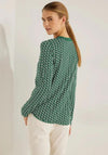 Cecil Minimal Graphic Print V-Neck Top, Easy Green