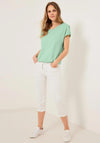 Cecil Open Buttoned Shoulder T-Shirt, Sage Green