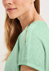 Cecil Open Buttoned Shoulder T-Shirt, Sage Green